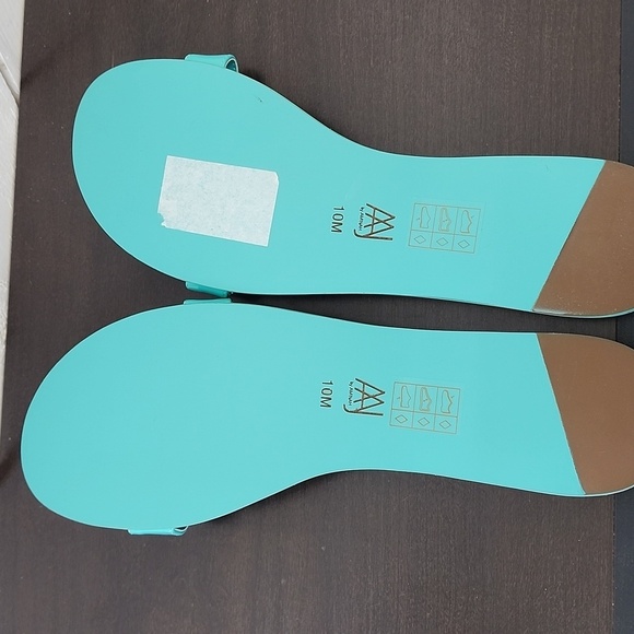 NEW AAJ By Aminah Womens Viktoria Embellished Flate Teal 10 Ankle strap Sandals - Picture 7 of 8